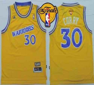 Warriors #30 Stephen Curry Gold Throwback The Finals Patch Stitched NBA Jersey