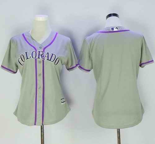 Rockies Blank Grey Women's Road Stitched MLB Jersey