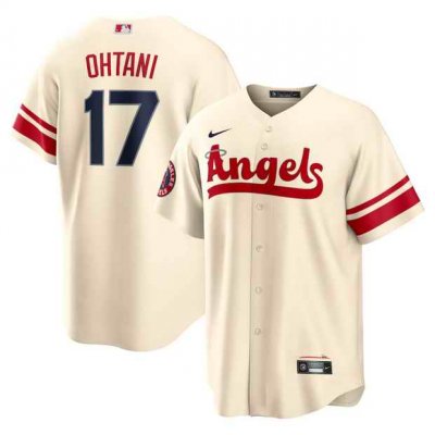 Men's Los Angeles Angels #17 Shohei Ohtani 2022 Cream City Connect Cool Base Stitched Jersey