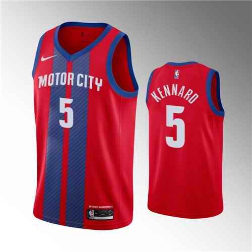 Men's Detroit Pistons #5 Luke Kennard Red 2019 City Edition Stitched Jersey