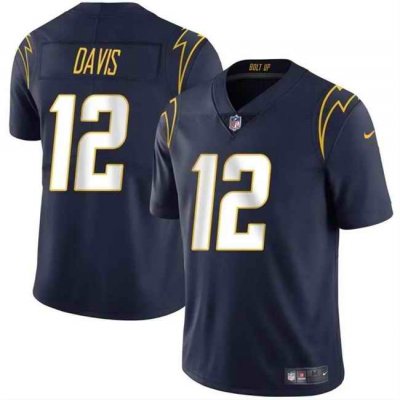 Men's Los Angeles Chargers #12 Derius Davis Navy 2024 Vapor Limited Stitched Football Jersey