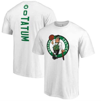 Men's Boston Celtics #0 Jayson Tatum White Name & Number T-Shirt