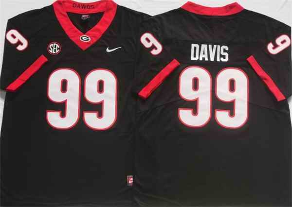 Men's Georgia Bulldogs #99 DAVIS Black College Football Stitched Jersey