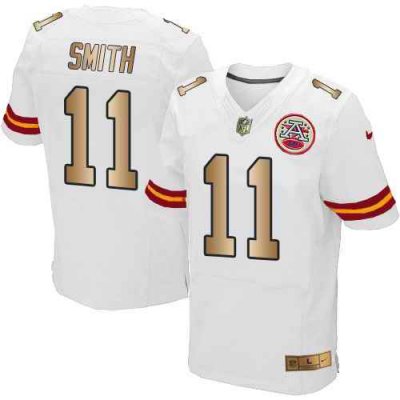 Nike Chiefs #11 Alex Smith White Men's Stitched NFL Elite Gold Jersey