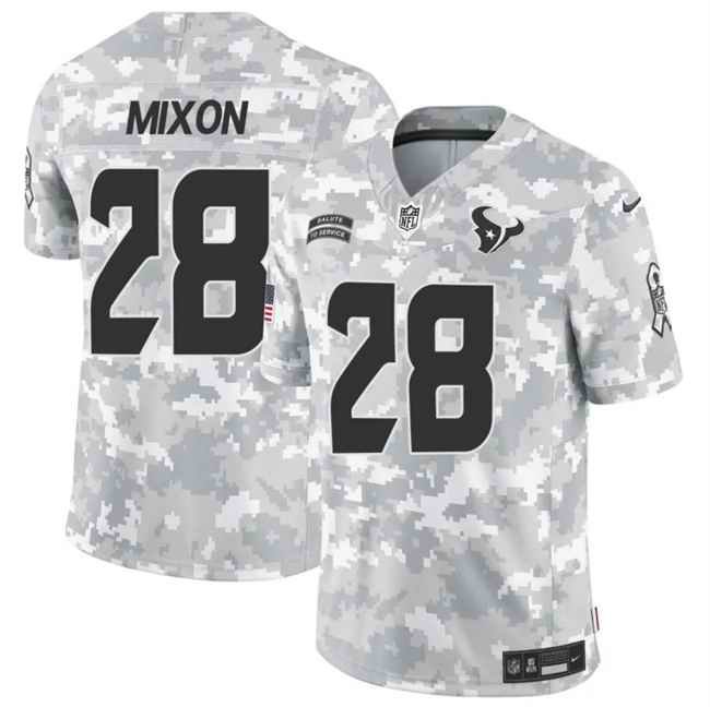 Men's Houston Texans #28 Joe Mixon 2024 F.U.S.E Arctic Camo Salute to Service Limited Stitched Football Jersey