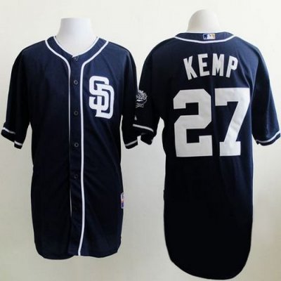 Padres #27 Matt Kemp Dark Blue Alternate 1 Cool Base Stitched MLB Jersey