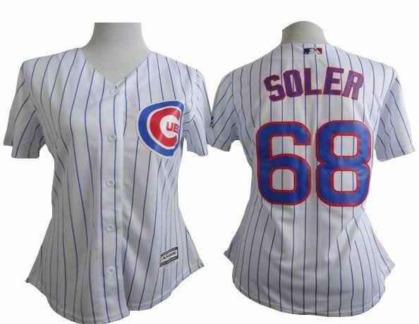 Cubs #68 Jorge Soler White(Blue Strip) Women's Fashion Stitched MLB Jersey