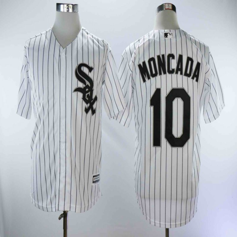 Men's Chicago White Sox #10 Yoan Moncada White Cool Base Stitched MLB Jersey