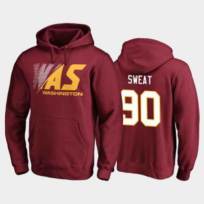 Men's Washington Football Team #90 Montez Sweat 2020 Burgundy Stealth Scanner Pullover Hoodie