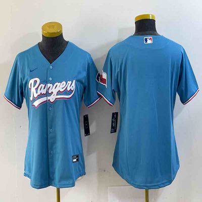 Youth Texas Rangers Blank Blue With Patch Stitched Baseball Jersey