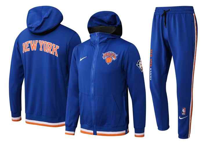 Men's New York Knicks 75th Anniversary Royal Performance Showtime Full-Zip Hoodie Jacket And Pants   Suit