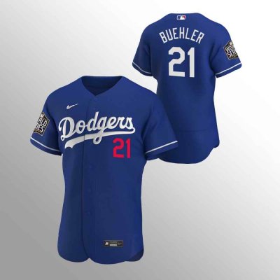 Men's Los Angeles Dodgers #21 Walker Buehler Blue 2020 World Series Bound stitched Jersey