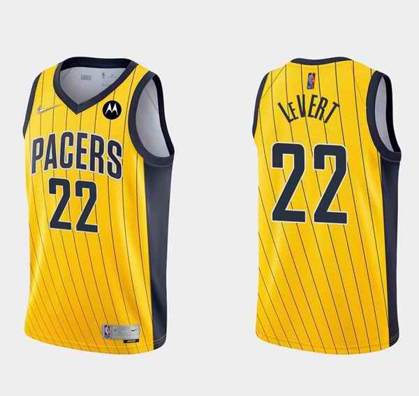 Men's Indiana Pacers #22 Caris LeVert Yellow Swingman Stitched Jersey