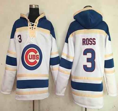 Cubs #3 David Ross White Sawyer Hooded Sweatshirt MLB Hoodie