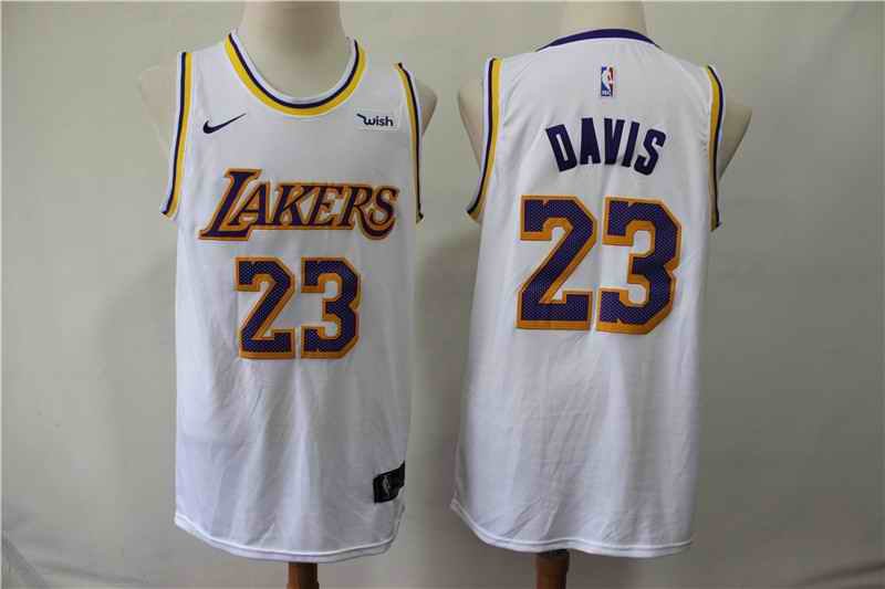 Men's Los Angeles Lakers #23 Anthony Davis White Stitched NBA Jersey