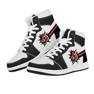 Women's Cincinnati Bengals High Top Leather AJ1 Sneakers 001