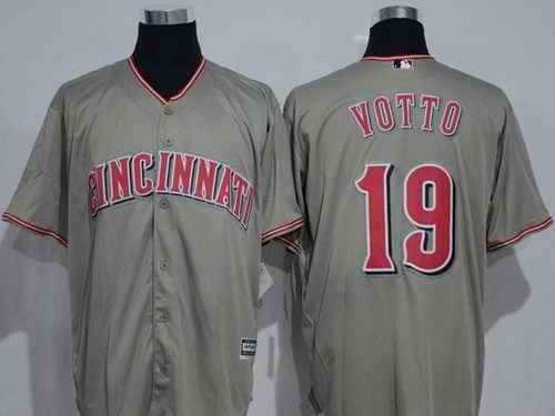 Reds #19 Joey Votto Grey New Cool Base Stitched MLB Jersey