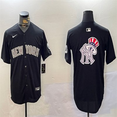 Men's New York Yankees Team Big Logo Black With Patch Limited Stitched Baseball Jersey