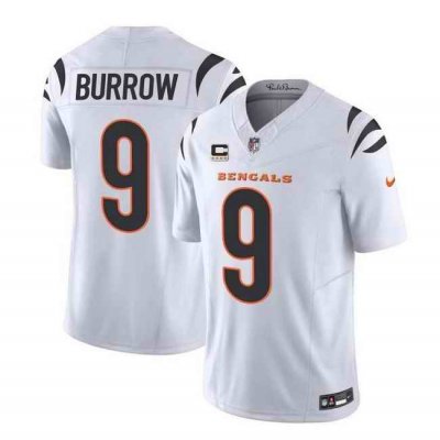 Men's Cincinnati Bengals #9 Joe Burrow White 2023 F.U.S.E. With 4-Star C Patch Vapor Untouchable Limited Stitched Jersey