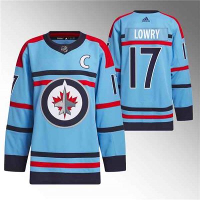 Men's Winnipeg Jets #17 Adam Lowry Light  Blue Anniversary Primegreen Stitched Jersey