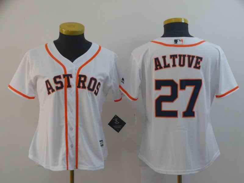 Women's Houston Astros #27 Jose Altuve White Cool Base Stitched MLB Jersey(Run Small)