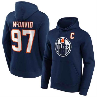 Men's Edmonton Oilers #97 Connor McDavid Navy Pullover  Hoodie