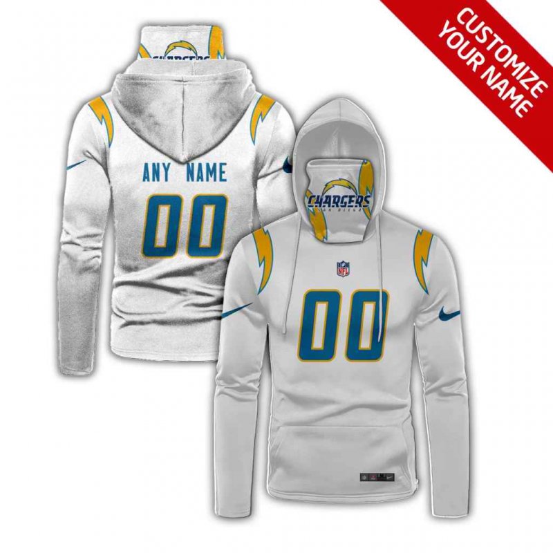 Men's Los Angeles Chargers 2020 White Customize Hoodie Mask