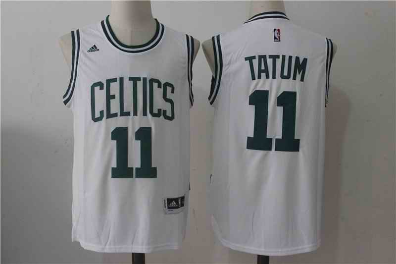 Men's Boston Celtics #11 Jayson Tatum White Stitched NBA Jersey