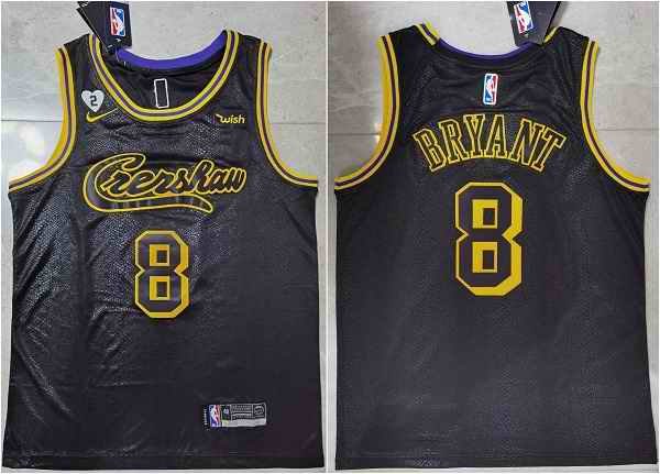 Men's Los Angeles Lakers #8 Kobe Bryant Black Jersey With GiGi Patch Stitched Jersey