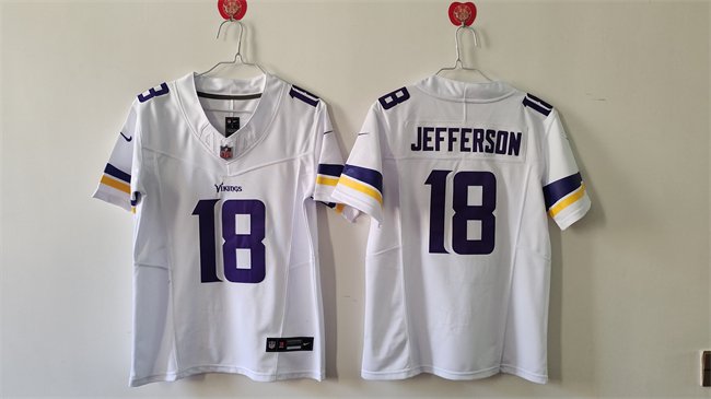 Women's Minnesota Vikings #18 Justin Jefferson White F.U.S.E Vapor Untouchable Limited Stitched Jersey(Run Small)