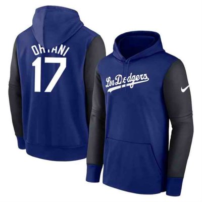 Los Angeles Dodgers #17 Shohei Ohtani Royal/Black Name & Number Pullover Hoodie