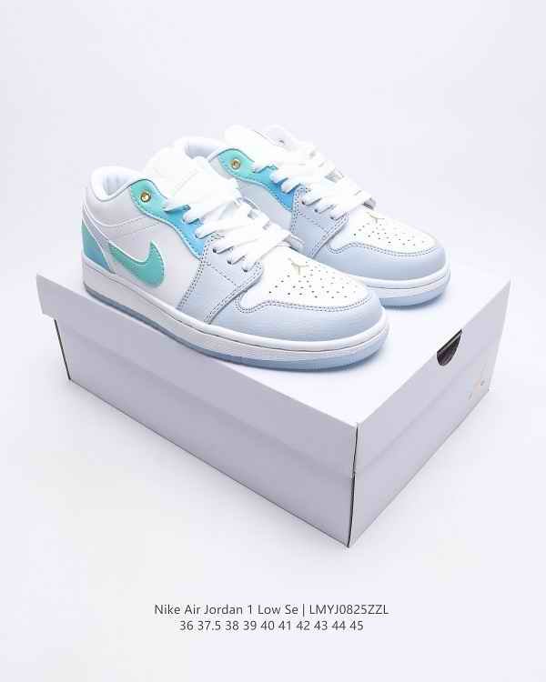 Women's Running Weapon Air Jordan 1 Low White/Aqua Shoes 0336