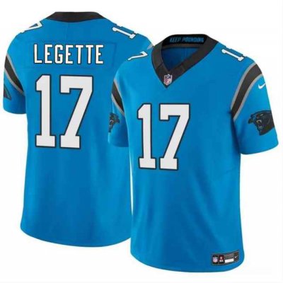 Men's Carolina Panthers #17 Xavier Legette Blue 2024 Draft F.U.S.E. Vapor Limited Stitched Football Jersey