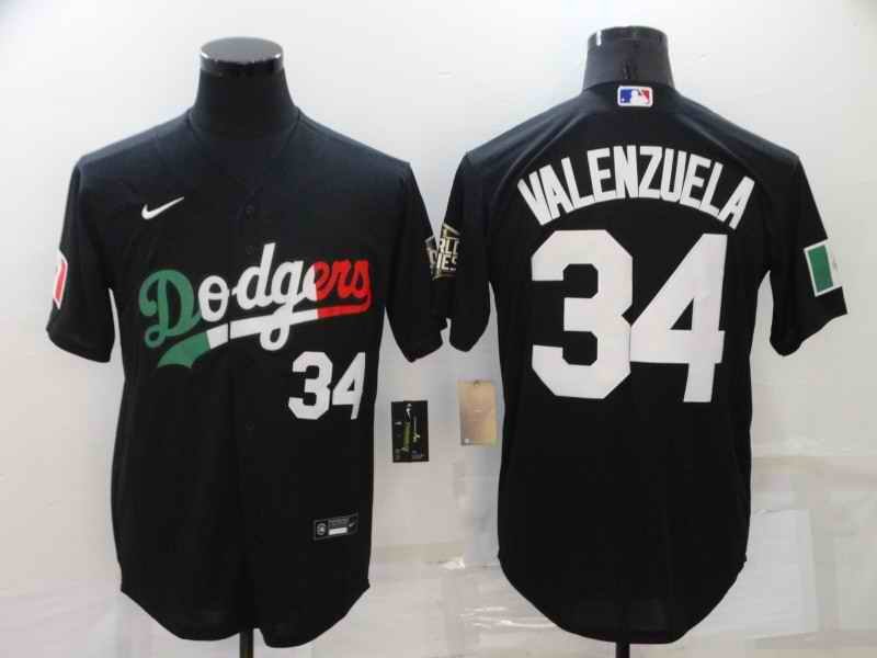 Men's Los Angeles Dodgers #34 Toro Valenzuela Black Cool Base Stitched Baseball Jersey