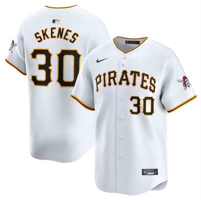 Men's Pittsburgh Pirates #30 Paul Skenes White 2024 Home  Limited Stitched Baseball Jersey