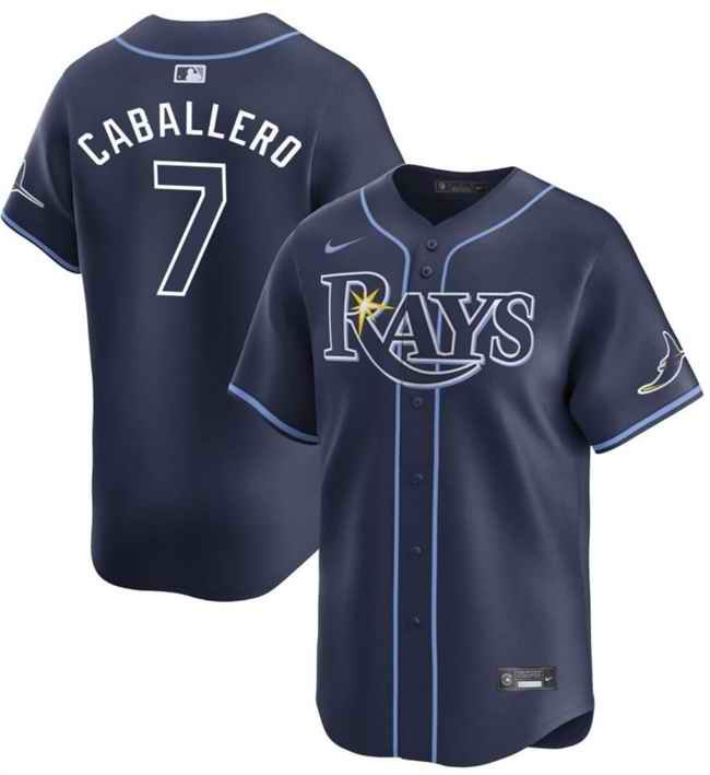 Men's Tampa Bay Rays #7 Jos' Caballero Navy 2024 Away Limited Stitched Baseball Jersey