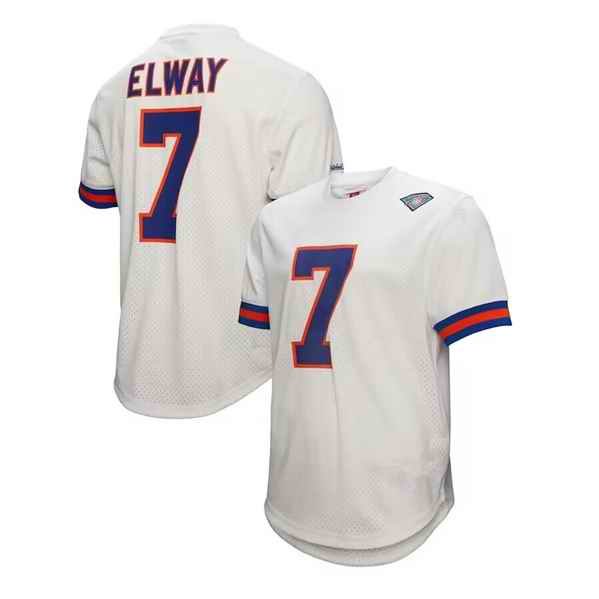 Men's Denver Broncos #7 John Elway White Mitchel & Ness Stitched Football Jersey