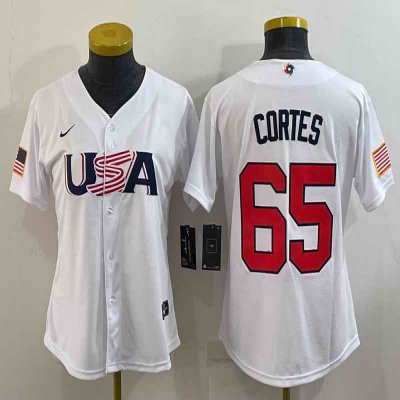 Youth USA Baseball #65 Nestor Cortes 2023 White World Baseball Classic Stitched Jersey