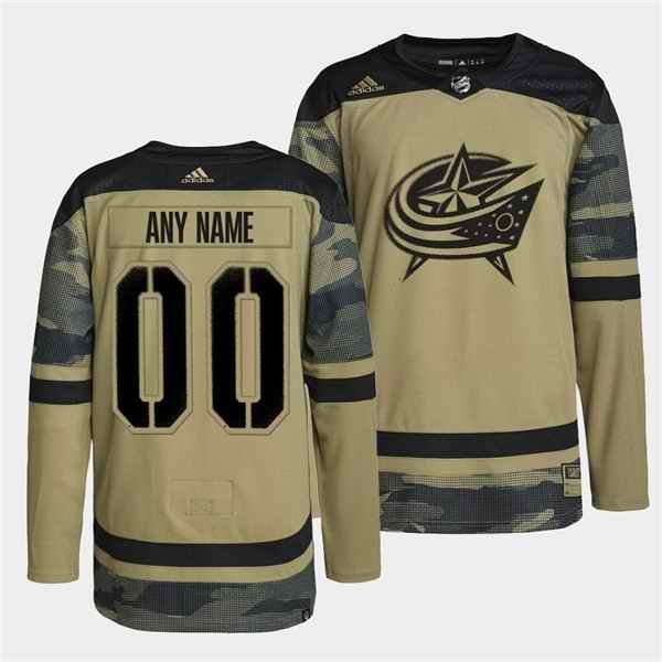 Men's Columbus Blue Jackets Active Player Custom 2022 Camo Military Appreciation Night Stitched Jersey