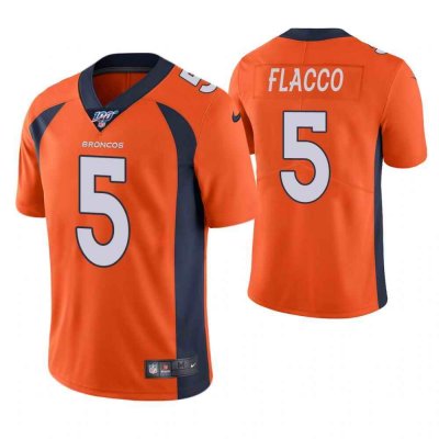 Men's Denver Broncos #5 Joe Flacco Orange 2019 100th Season Vapor Untouchable Limited Stitched NFL Jersey