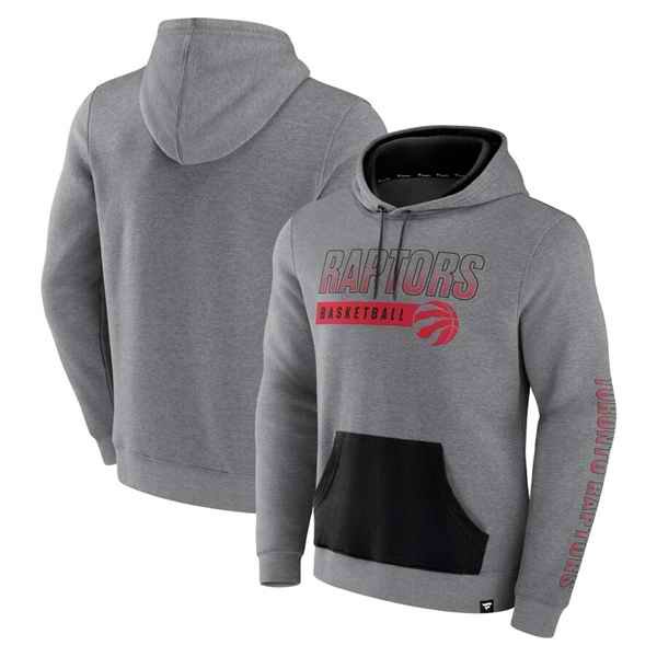 Men's Toronto Raptors Heathered Gray Off The Bench Color Block  Pullover Hoodie