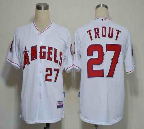 Angels of Anaheim #27 Mike Trout White Cool Base Stitched MLB Jersey