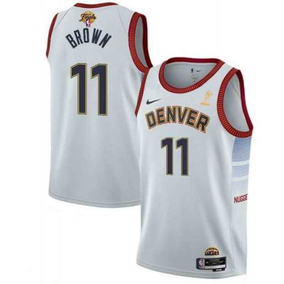 Men's Denver Nuggets #11 Bruce Brown White 2023 Finals Champions Icon Edition Stitched Basketball Jersey