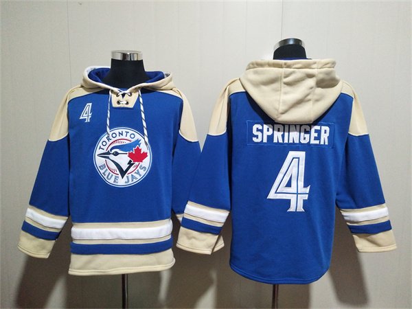 Men's Toronto Blue Jays #4 George Springer Royal Ageless Must-Have Lace-Up Pullover Hoodie