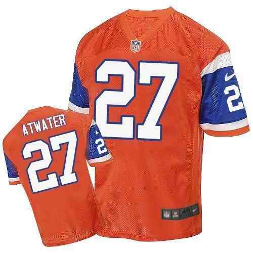 Nike Broncos #27 Steve Atwater Orange Throwback Men's Stitched NFL Elite Jersey