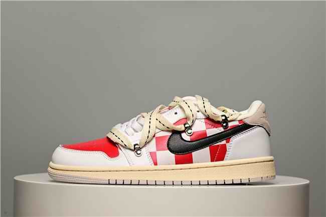 Women's Running Weapon Air Jordan 1 Low Red/Black/White Shoes 0375