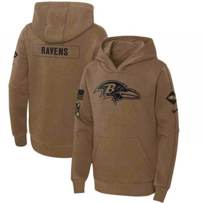 Youth Baltimore Ravens 2023 Brown Salute to Service Pullover Hoodie