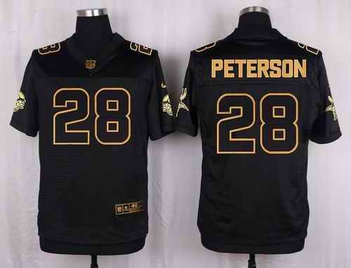 Nike Vikings #28 Adrian Peterson Black Men's Stitched NFL Elite Pro Line Gold Collection Jersey