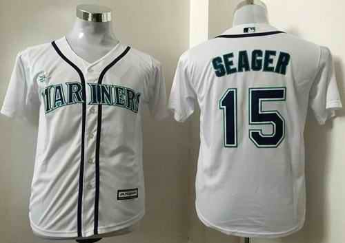 Mariners #15 Kyle Seager White Cool Base Stitched Youth MLB Jersey