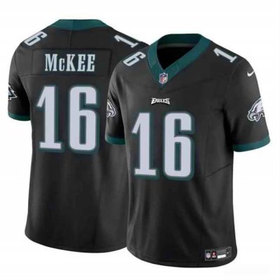 Men's Philadelphia Eagles #16 Tanner McKee Black F.U.S.E. Vapor Untouchable Limited Stitched Football Jersey